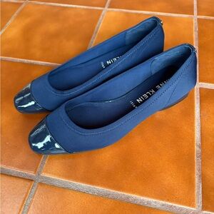 Anne Klein Women's Dark Blue Flats with Glossy Toe